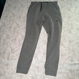 Nike Pro Mens Training Joggers Gray Fleece Tapered Sweatpants Size Medium